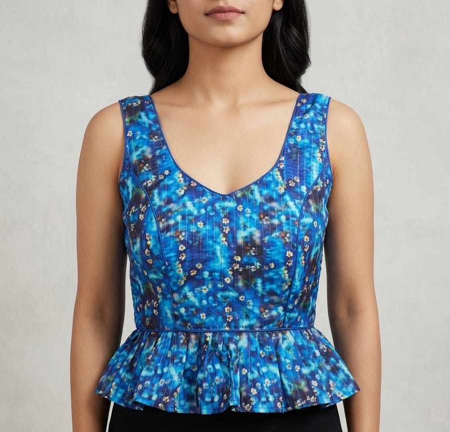 Crop Blouse 👚 with hands blue colour