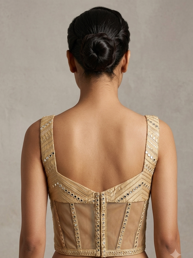 Golden mirror net corset blouse 👚
