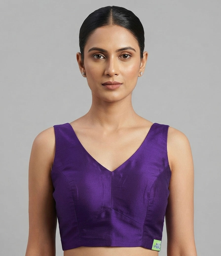 Silk plain sleeveless Blouse 👚 (36 size-dark purple