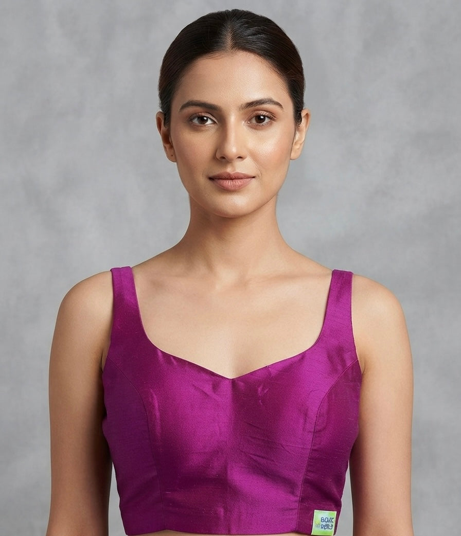 Spaghetti silk sleeveless Blouse 👚 (36 size magenta pink