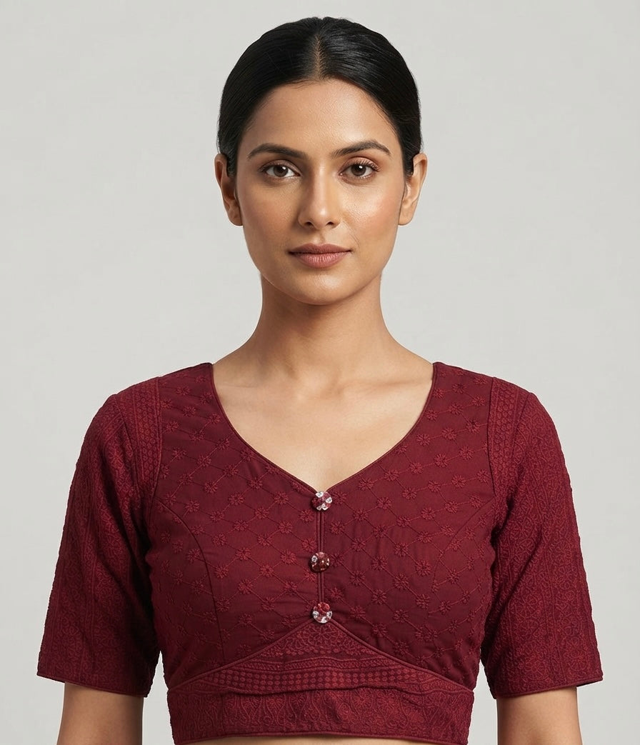 Marron thread work Blouse 👚