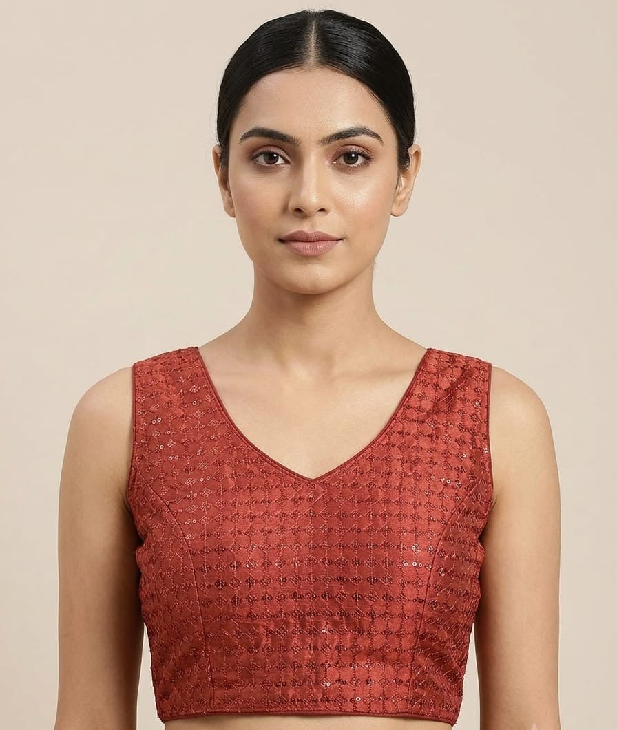 Fancy Marron colour Blouse 👚 with hands