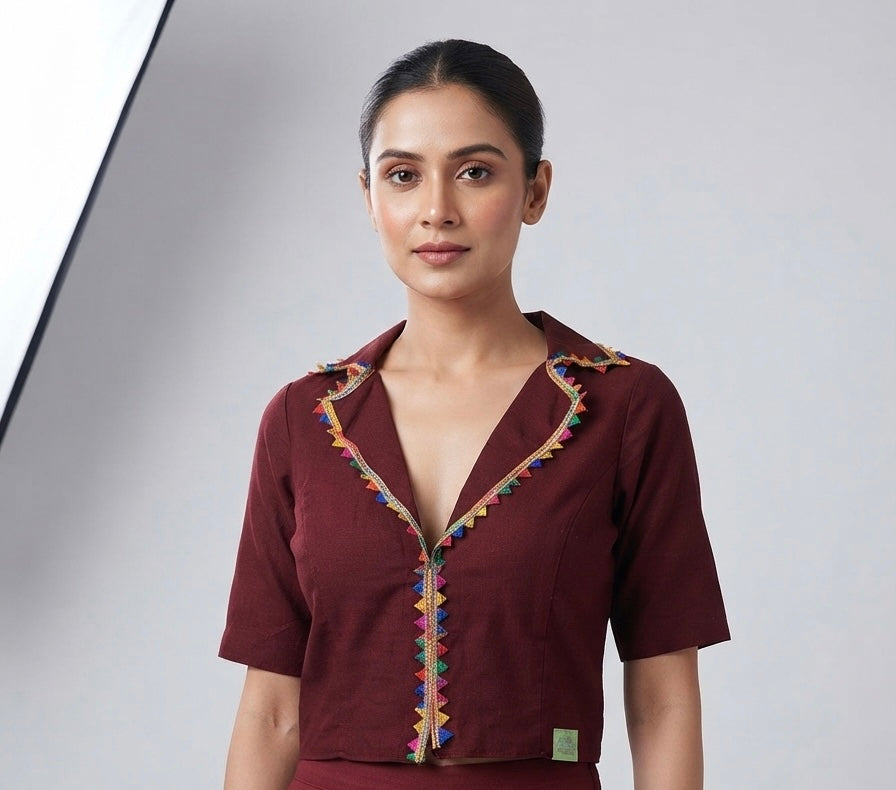 Navratri Back Print Blouse collar neck✨