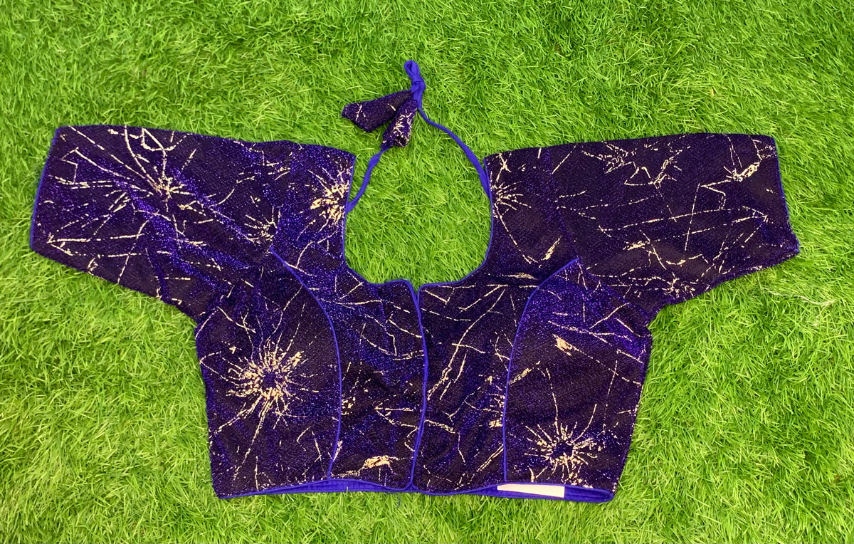 Royal blue golden designer blouse
