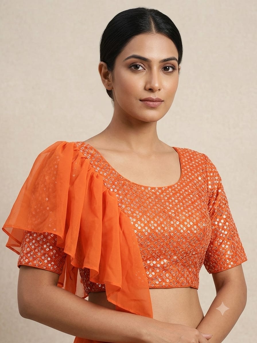 One Shoulder Dupatta Style Blouse 👚 with hands