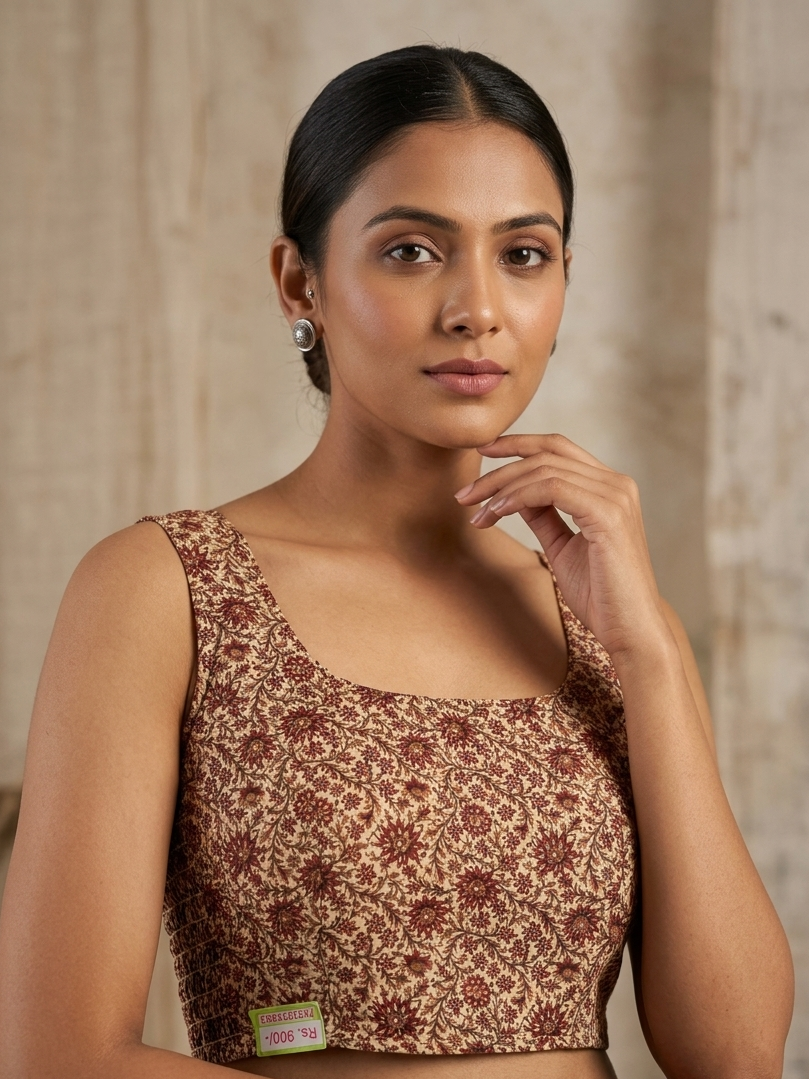 2-in-1 side stretchable Kalamkari blouse 👚 sleeveless