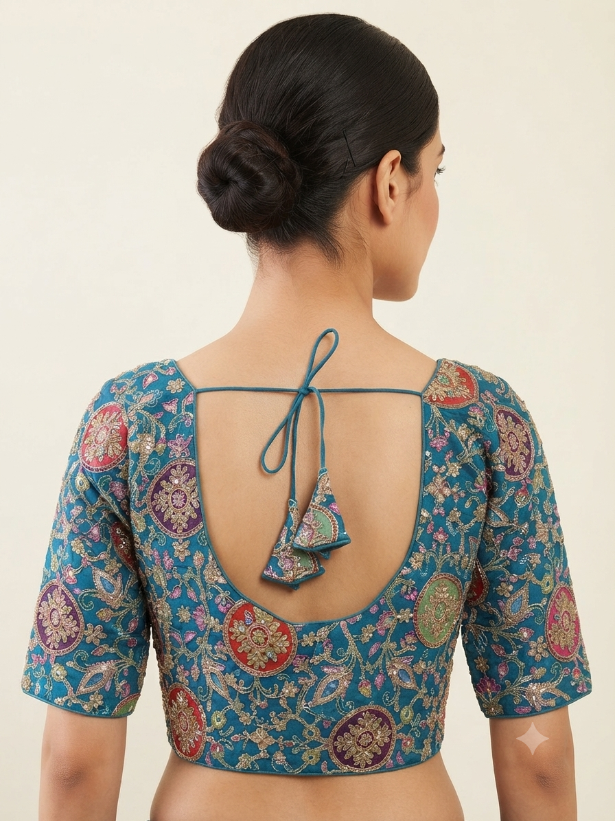 Multicolour embroidery Blouse 👚 with sleeves