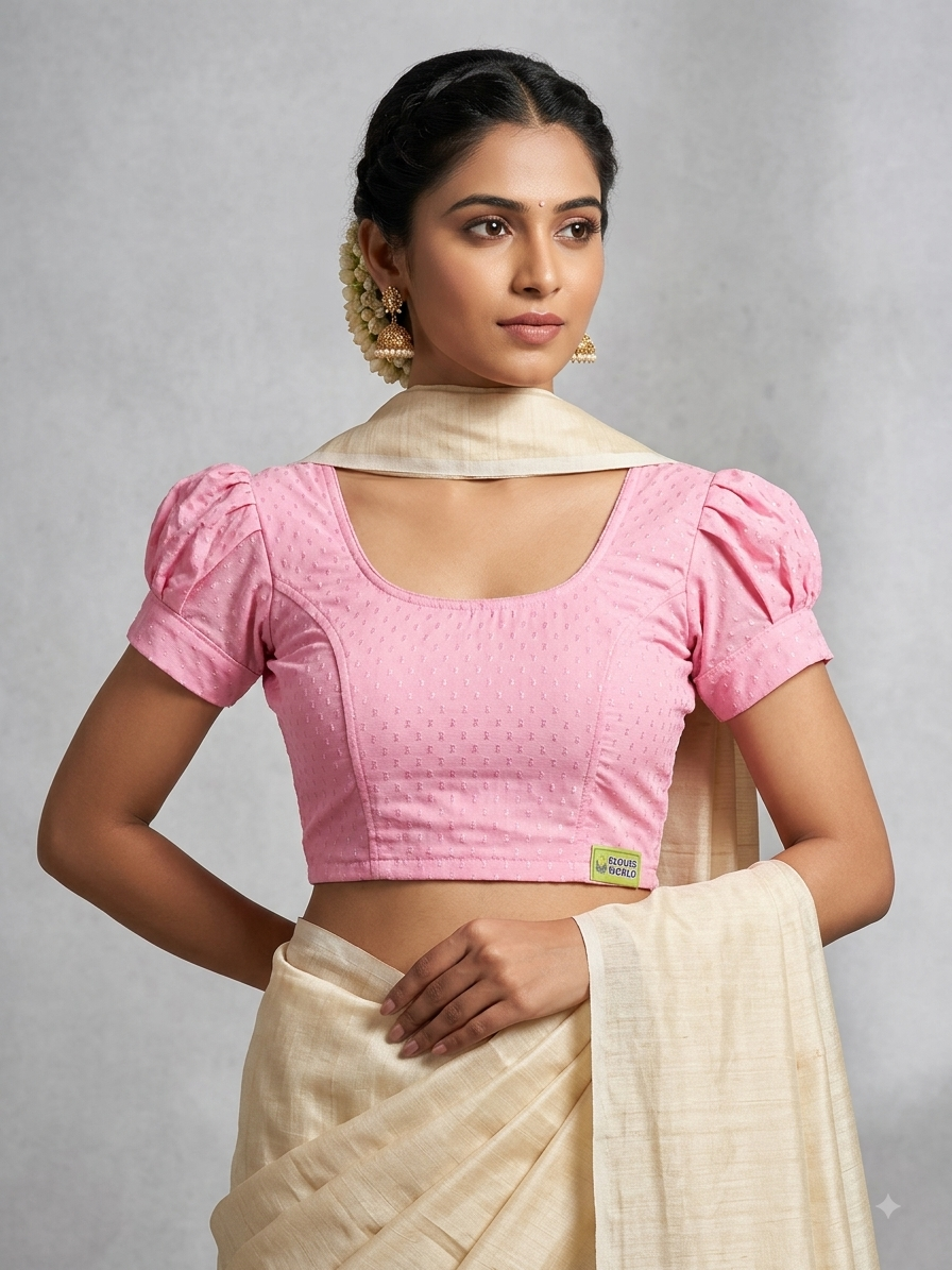 Baby pink puff hands stretchable blouse 👚 (xxlsize