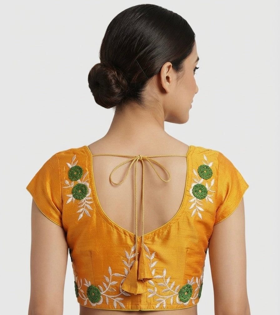 Yellow flower 🌼 printed Blouse 👚 with mega hands