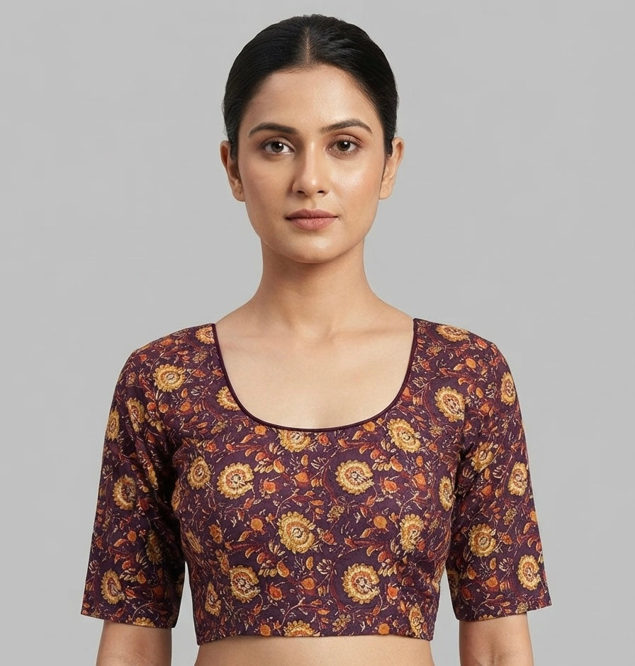 Flower 🌼 printed Kalamkari stretchable Blouse 👚