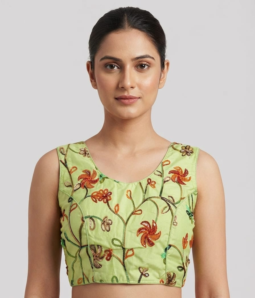 Parrot green thread work Blouse 👚 with hands