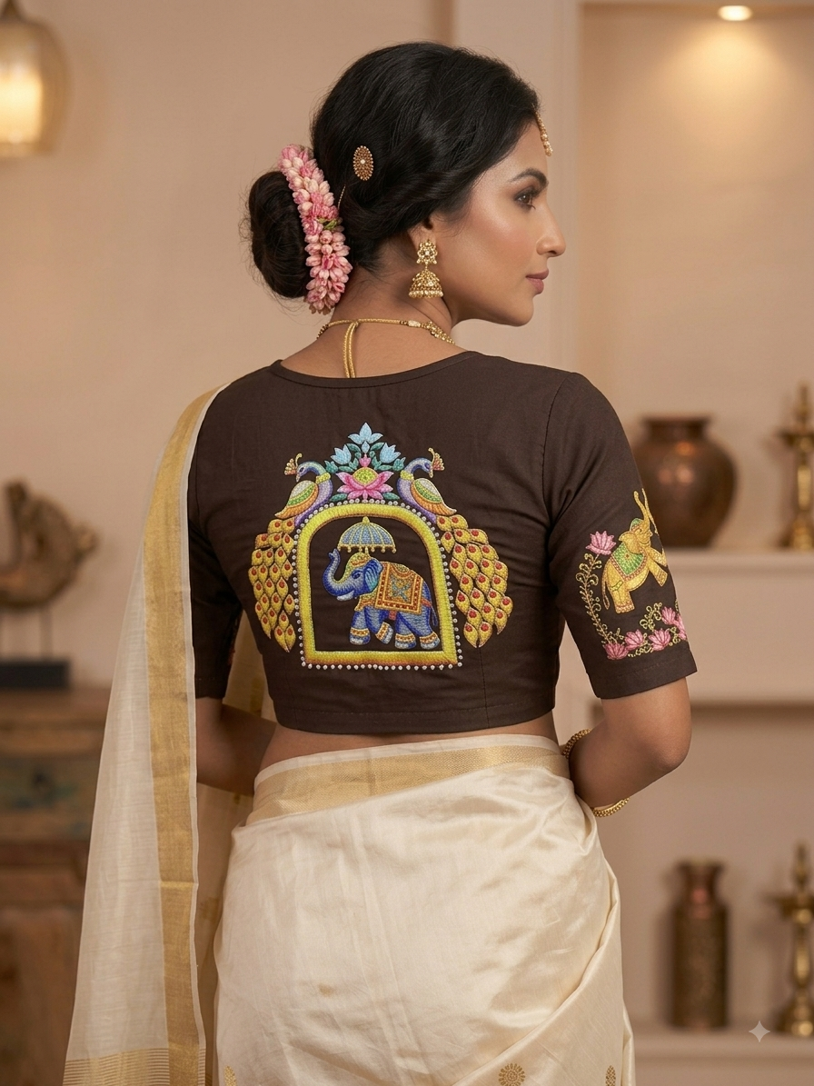 Elephant π peacock π¦ printed stretchable blouse π (xl size)