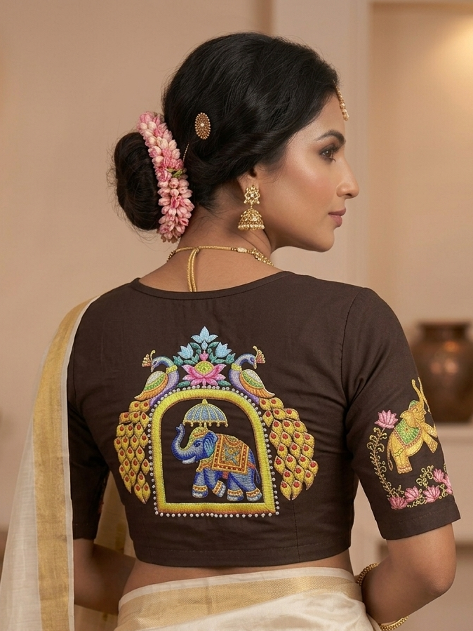 Elephant π peacock π¦ printed stretchable blouse π (xl size)