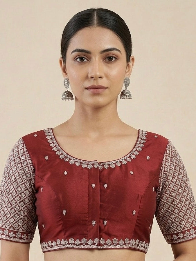 Silver Embroidery work blouse