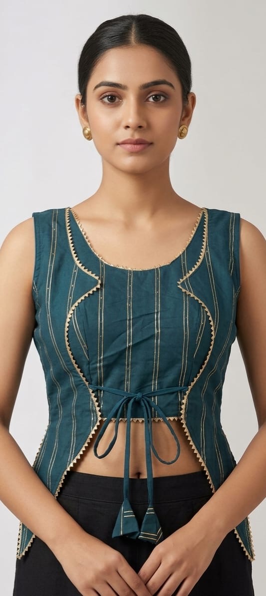 Court set Blouse 👚 Rama blue with hands