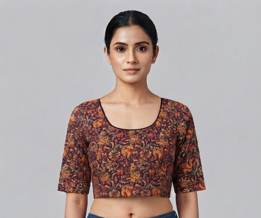 Kalamkari multicolour flower 🌷printed stretchable Blouse 👚