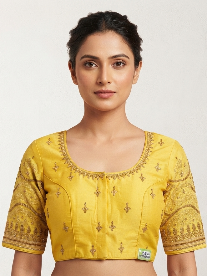 Yellow maggam work blouse 👚
