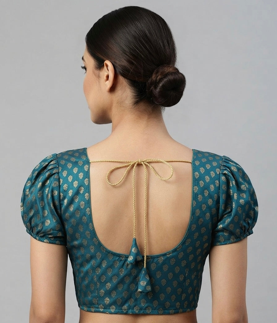 Printed puff hands Blouse 👚 Rama blue