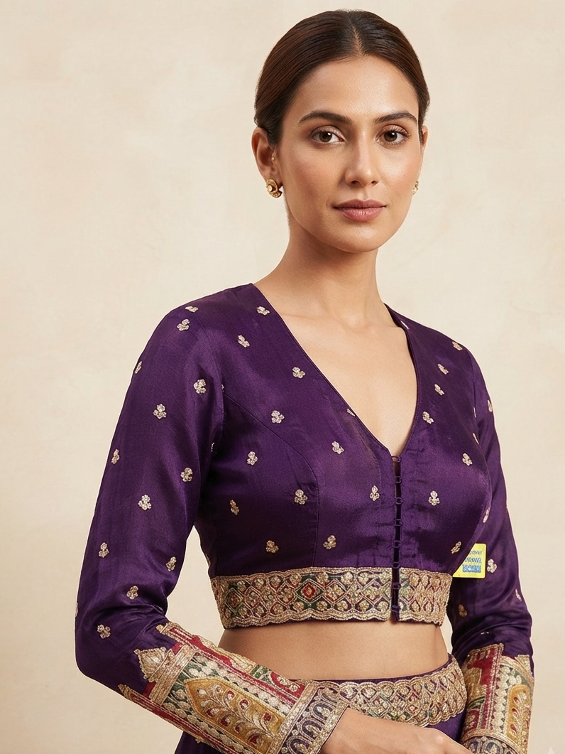 Designer printed Blouse 👚 full hands v-neck