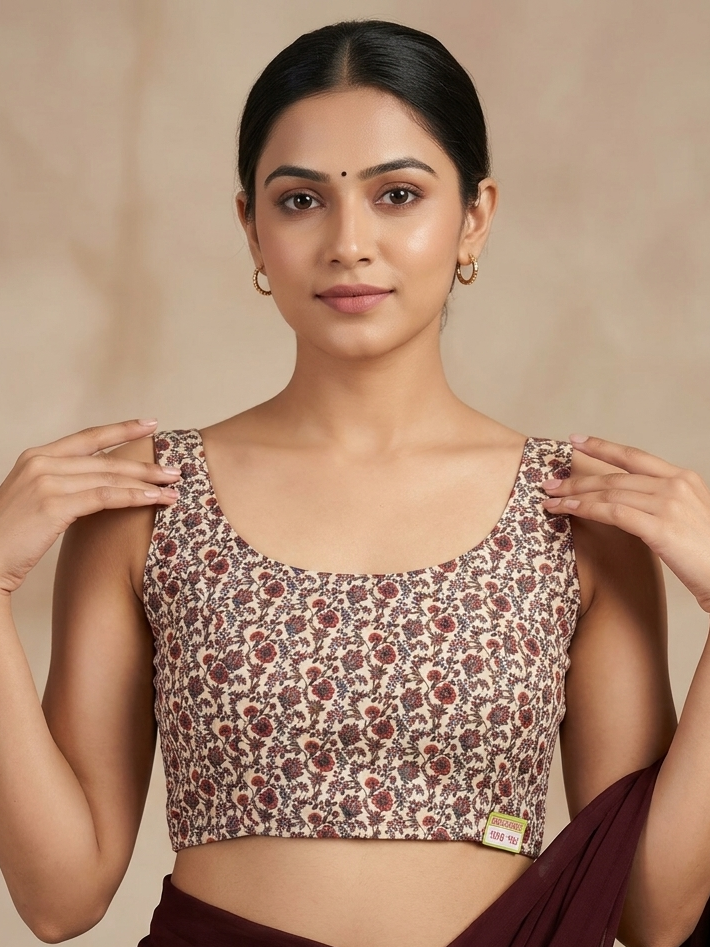 2-in-1 kalmkari blouse side Strectable sleeveless blouse 👚