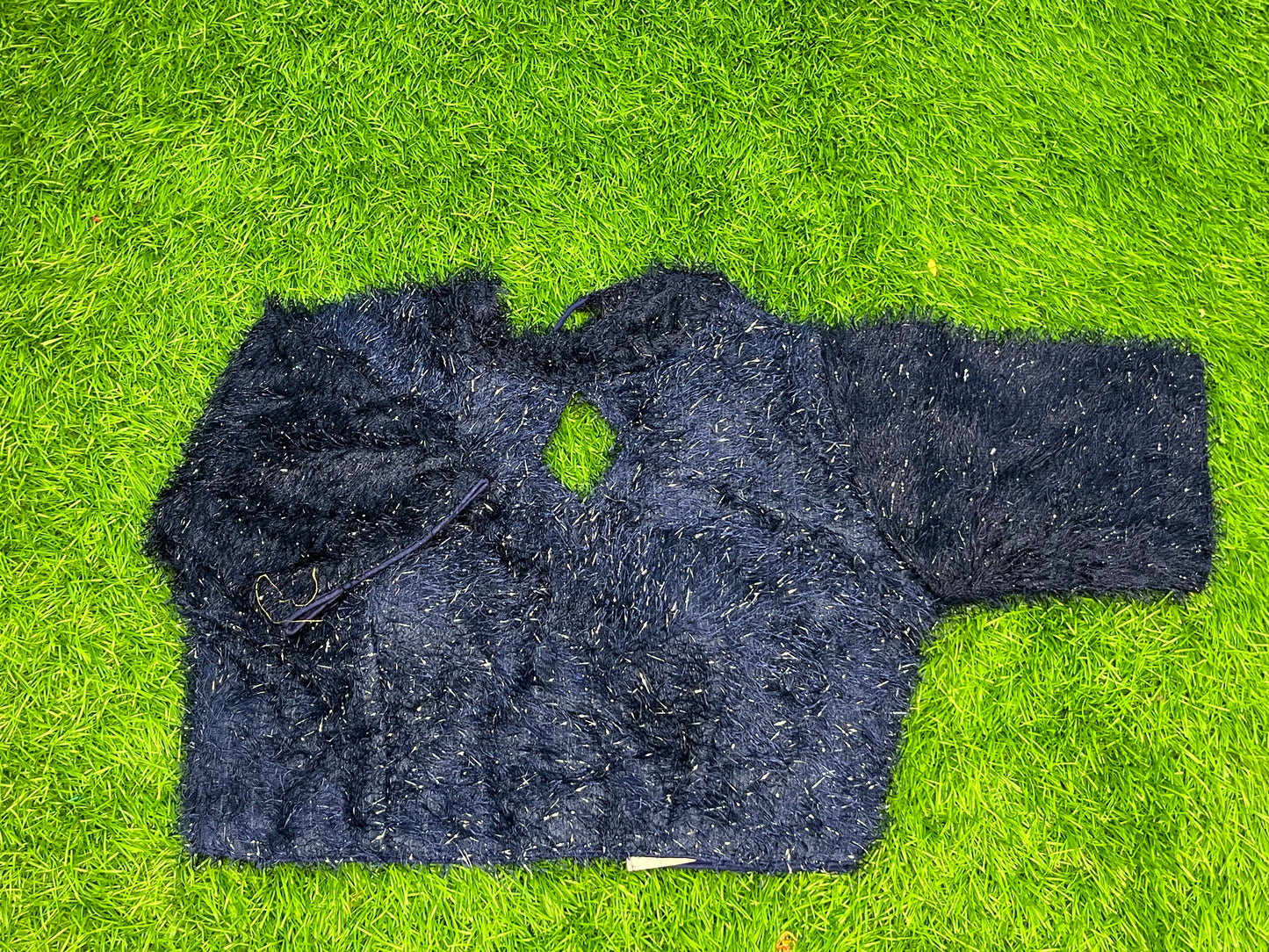 Navy blue far blouse