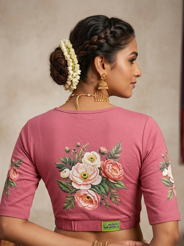 Pink flower ๐ท printed stretchable Blouse ๐
