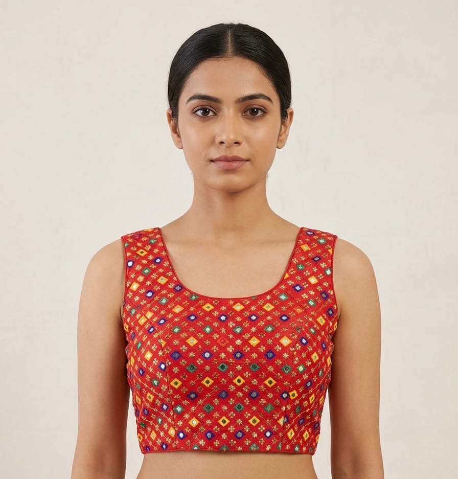 Multicolour mirror work Blouse 👚 red colour with hands