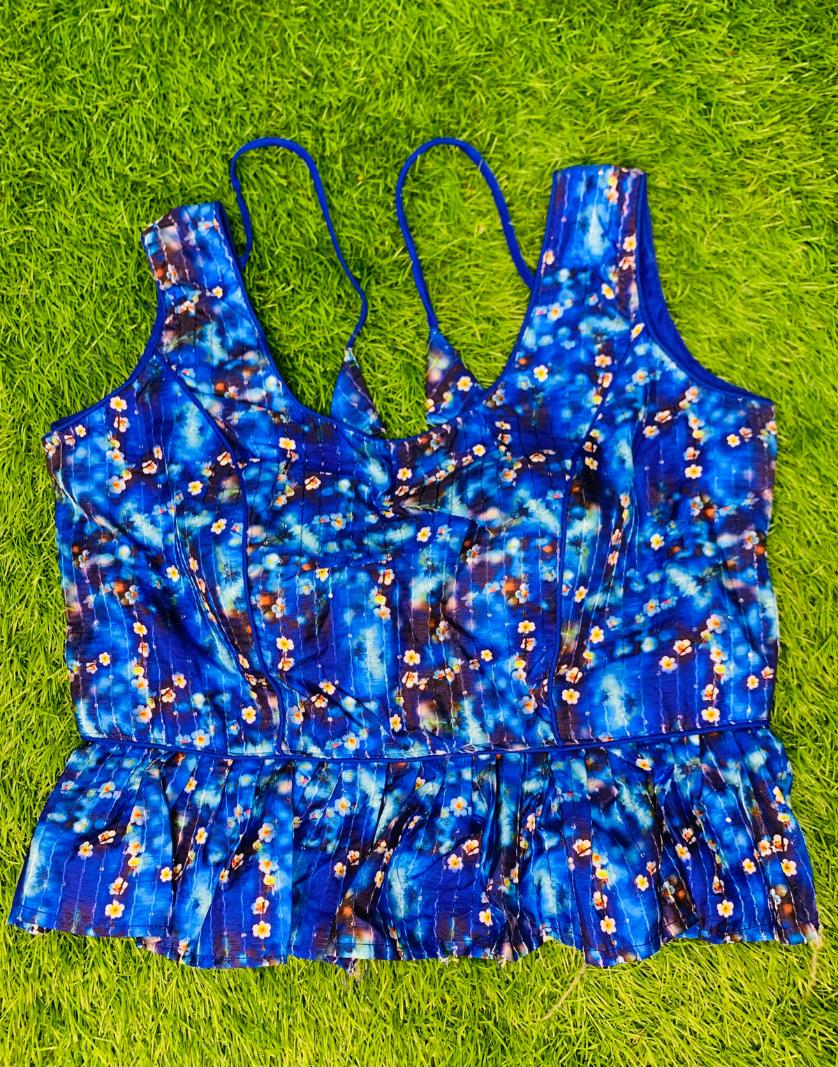 Blue peplum blouse
