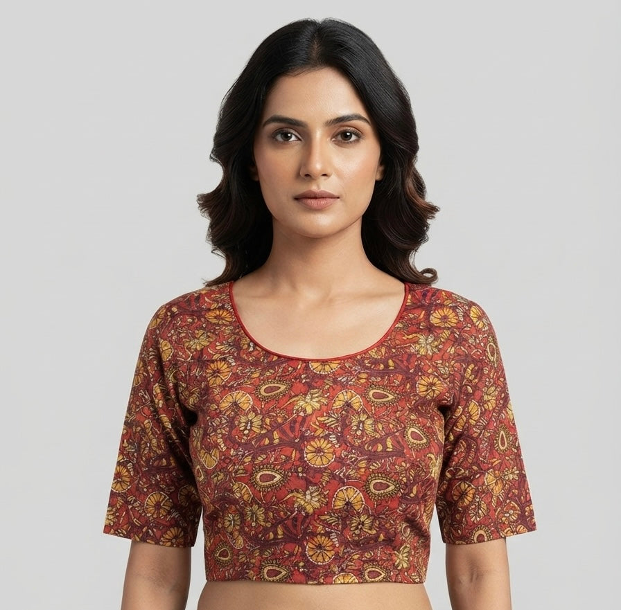 🌸Kalamkari printed stretchable Blouse 👚
