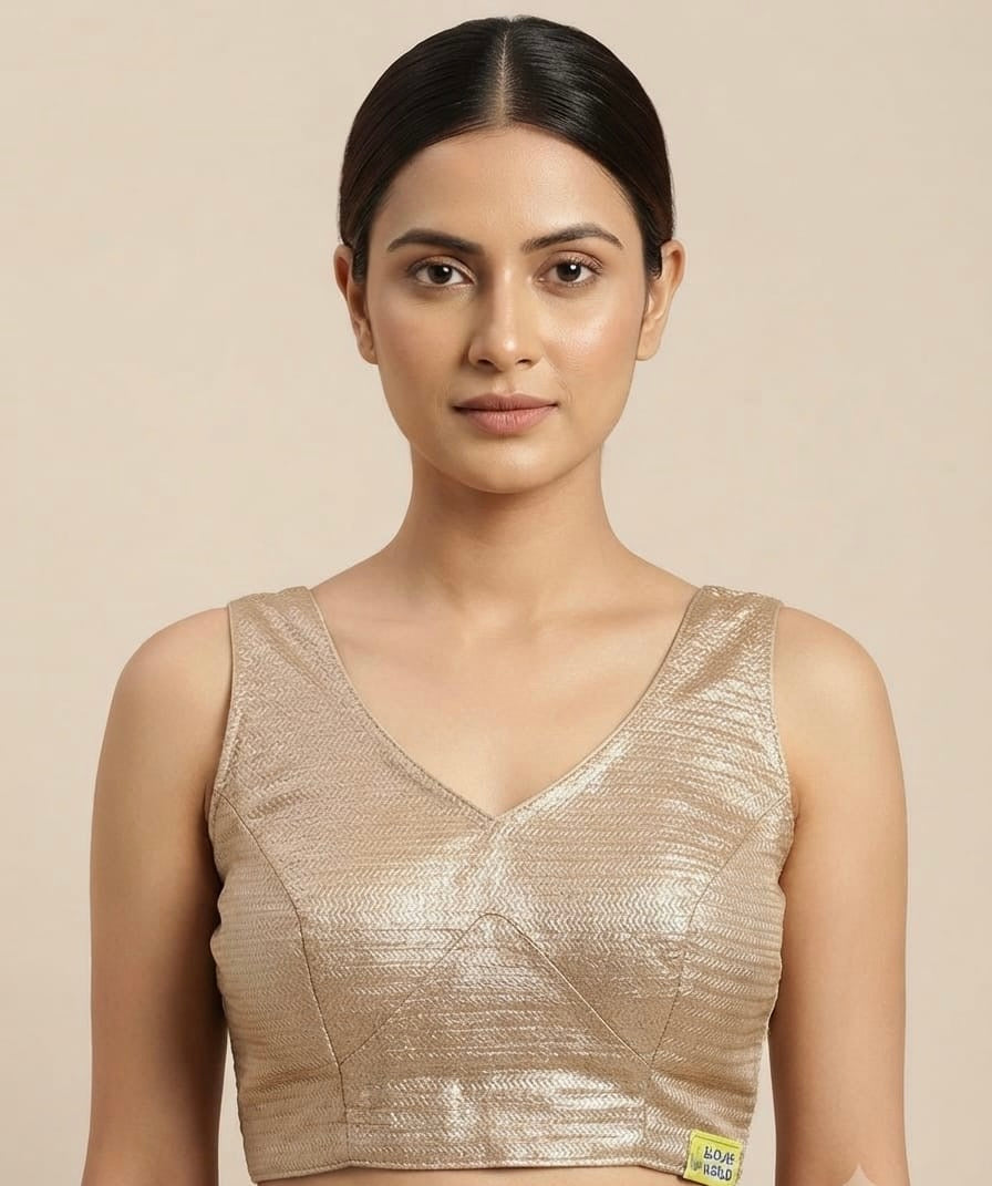 Metallic Glow V-neck Blouse 👚 with short hands