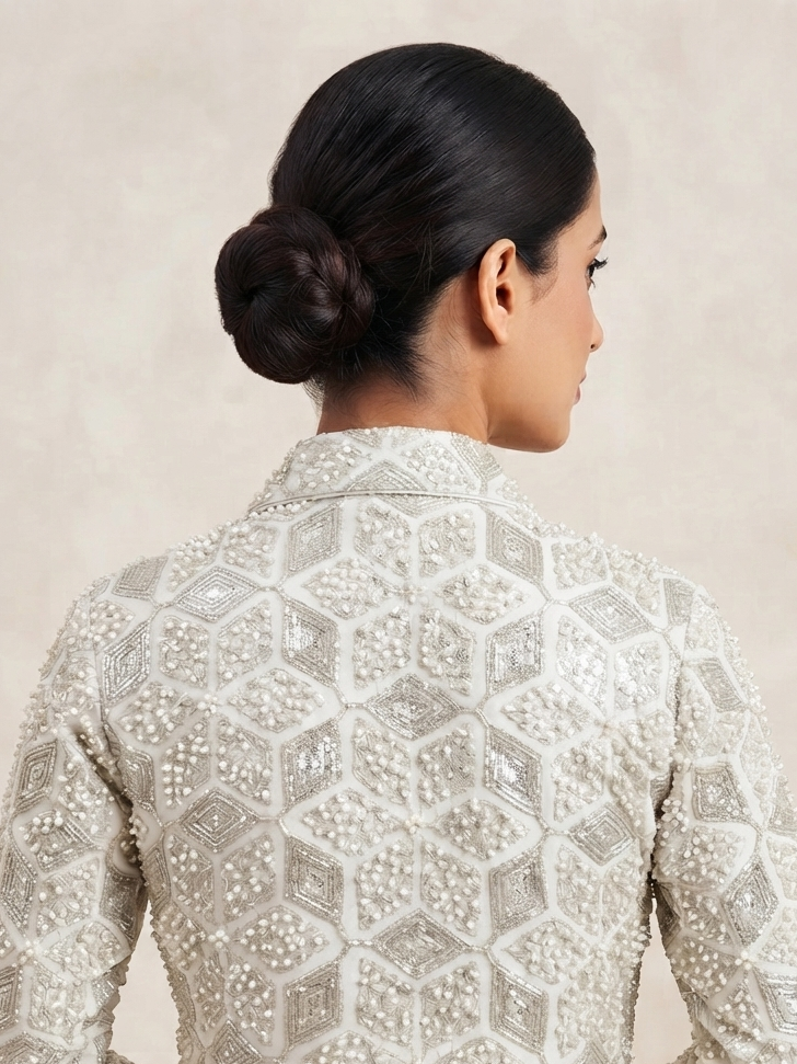 White lapel collar neck embroidery Blouse 👚 with sleeve