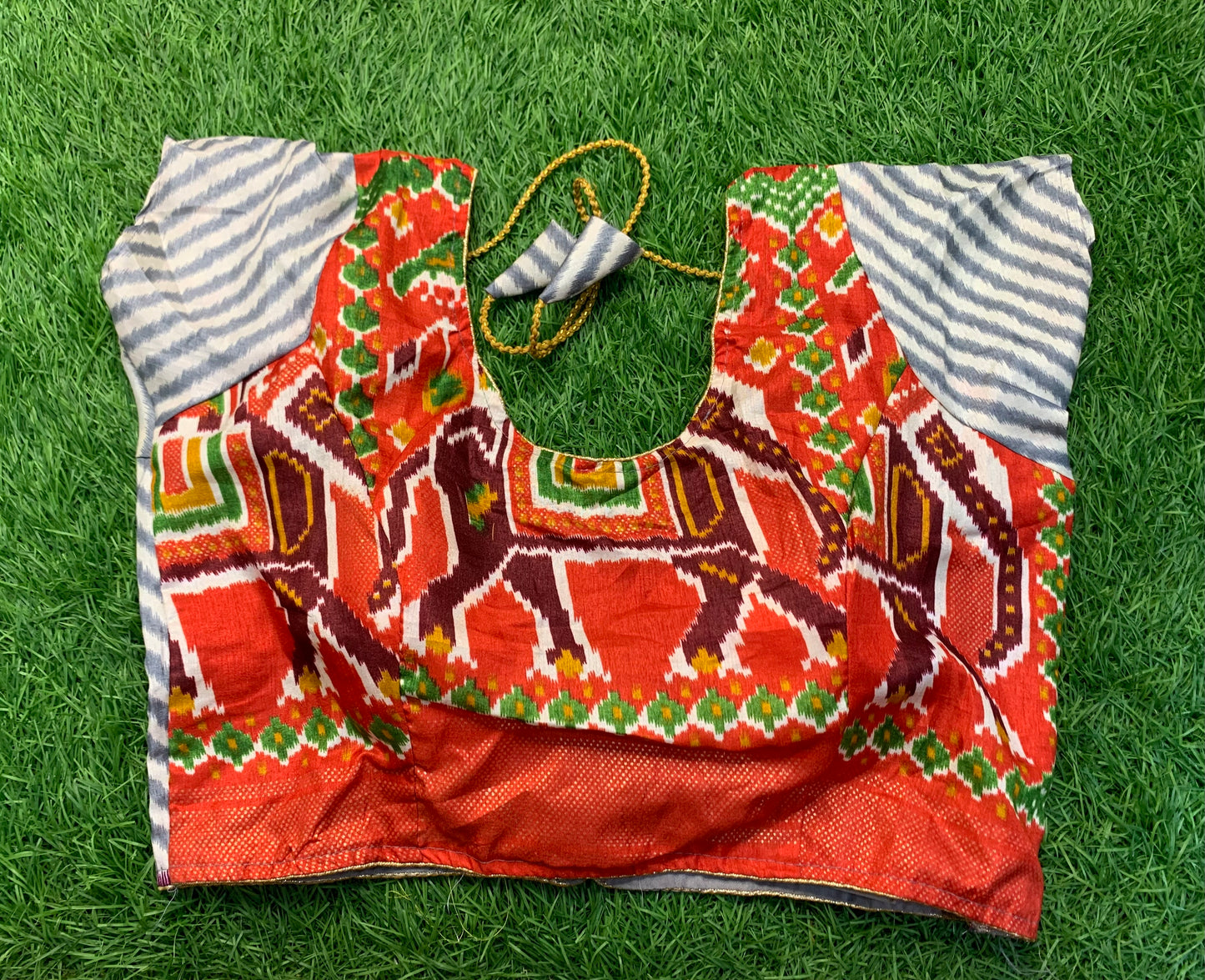 Printed designer red colour blouse