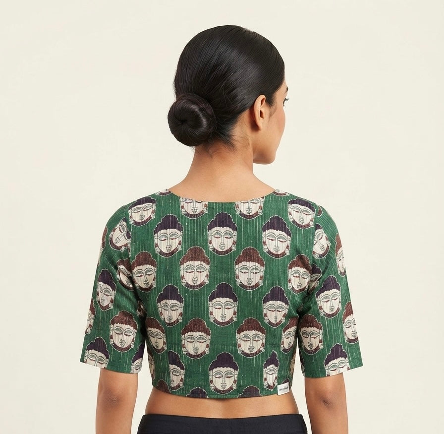 Buddha printed green Blouse 👚 with sleeves