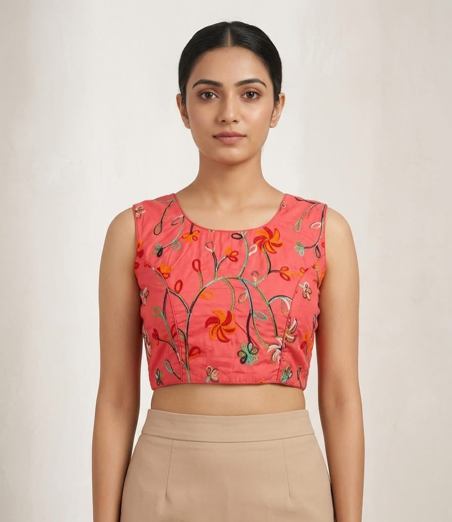 Pink thread work Blouse 👚 with hands