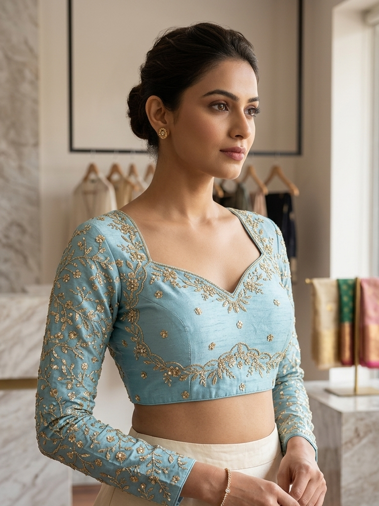 designer full hands blouse 👚