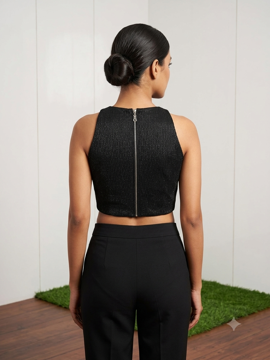 Black designer fancy sleeveless blouse π