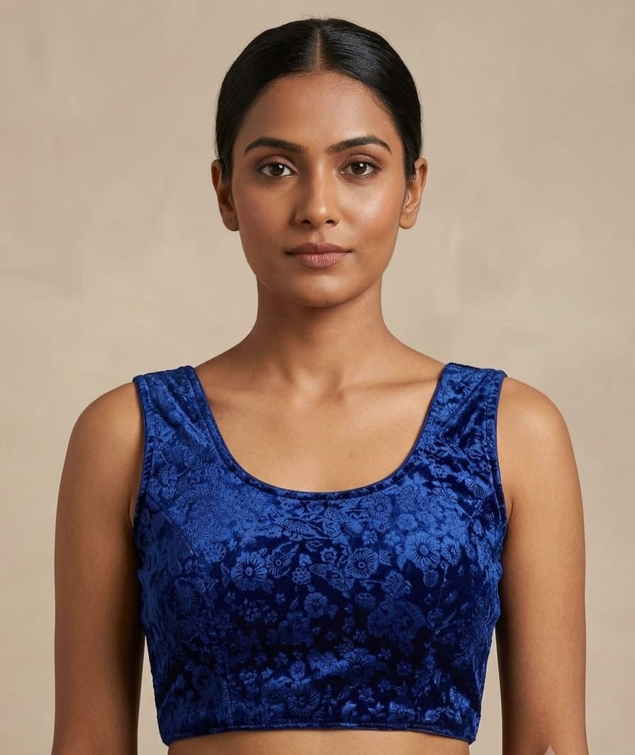 Printed Royal blue Blouse 👚 with hands