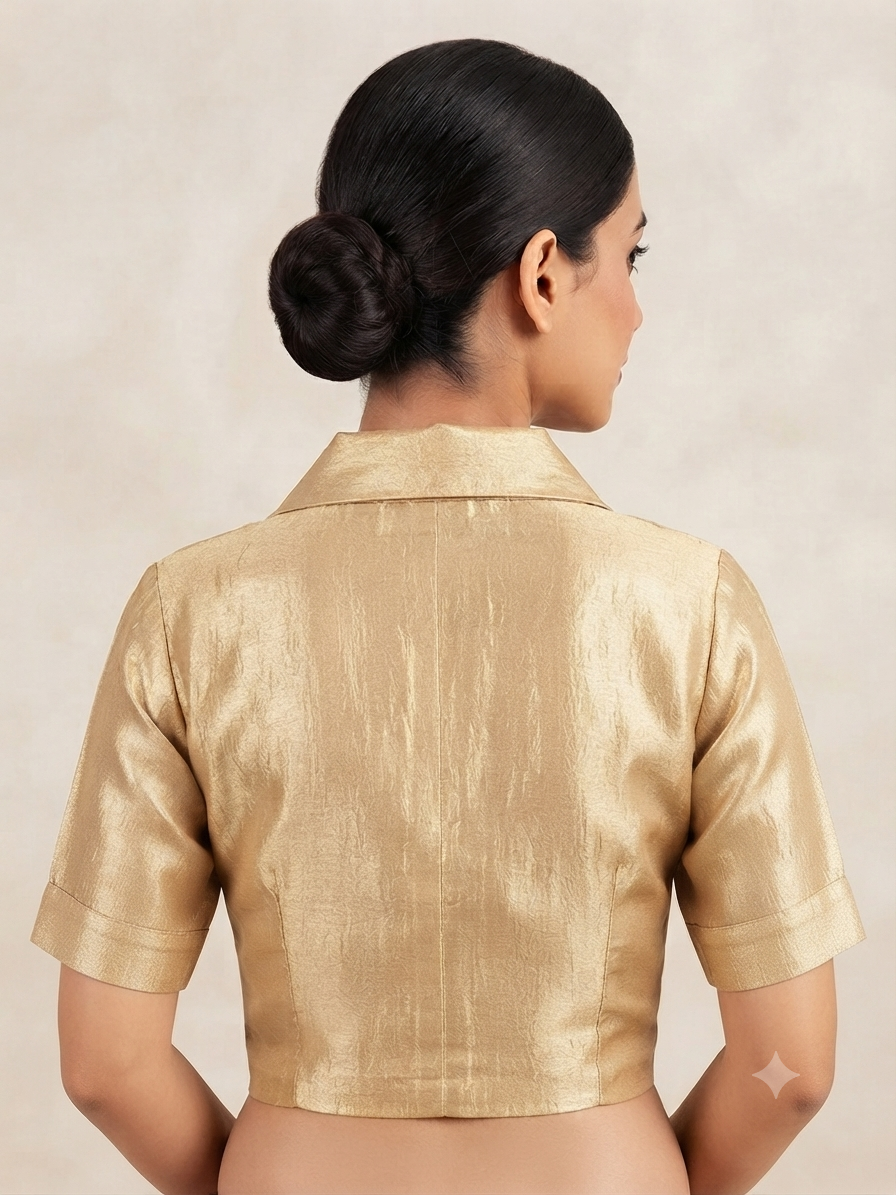 Gold shiny ✨collar neck with sleeve Blouse 👚