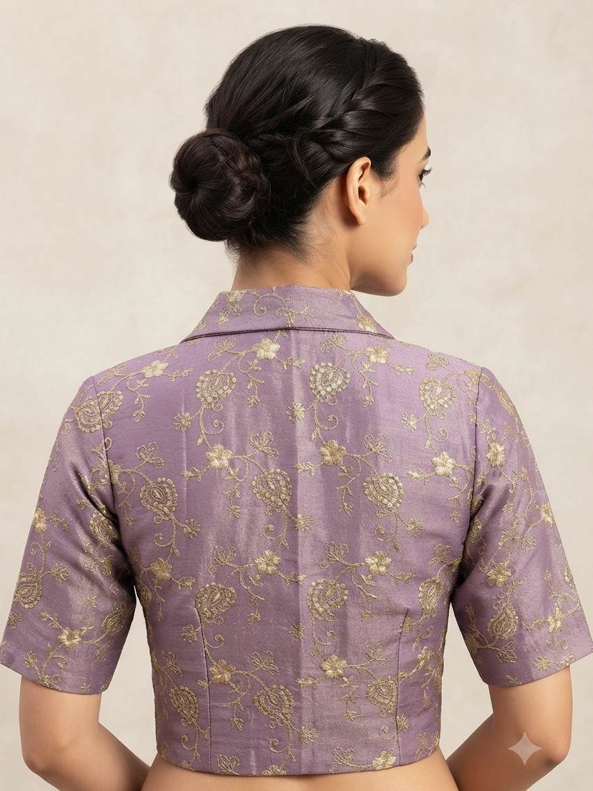 purple- master yellow Blazer Style Embroidered Blouse 👚 with sleeve