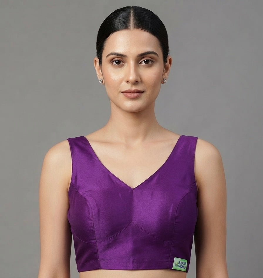 Grace V-cut neck sleeveless Blouse 👚 (36 size purple