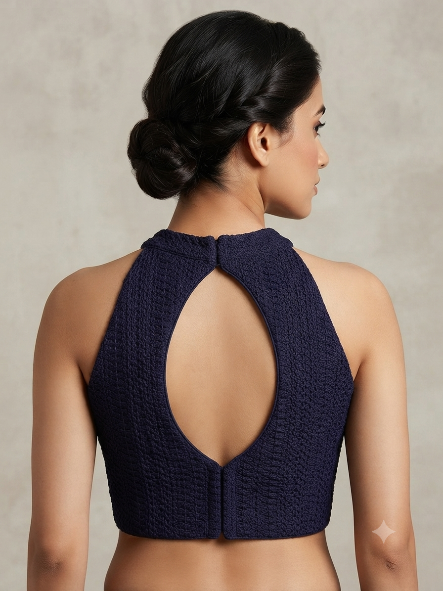 Blue thread ๐งต work sleeveless halter blouse ๐