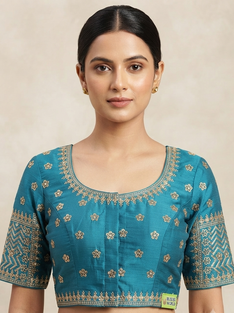 Sky Blue embroidery work Blouse 👚