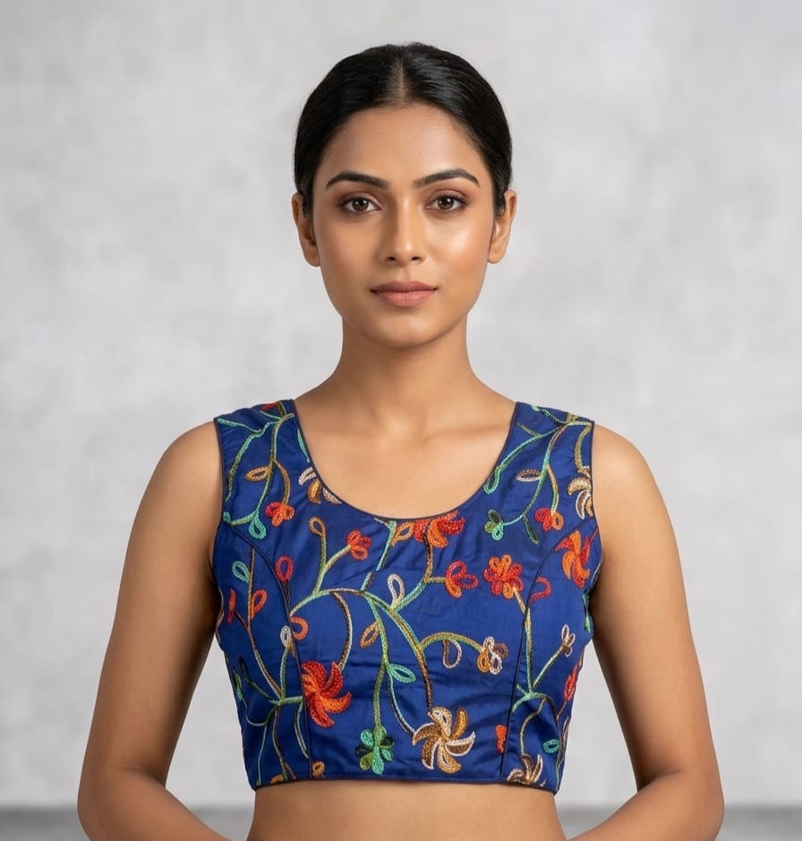 Thread work Blouse 👚 navy blue with hands