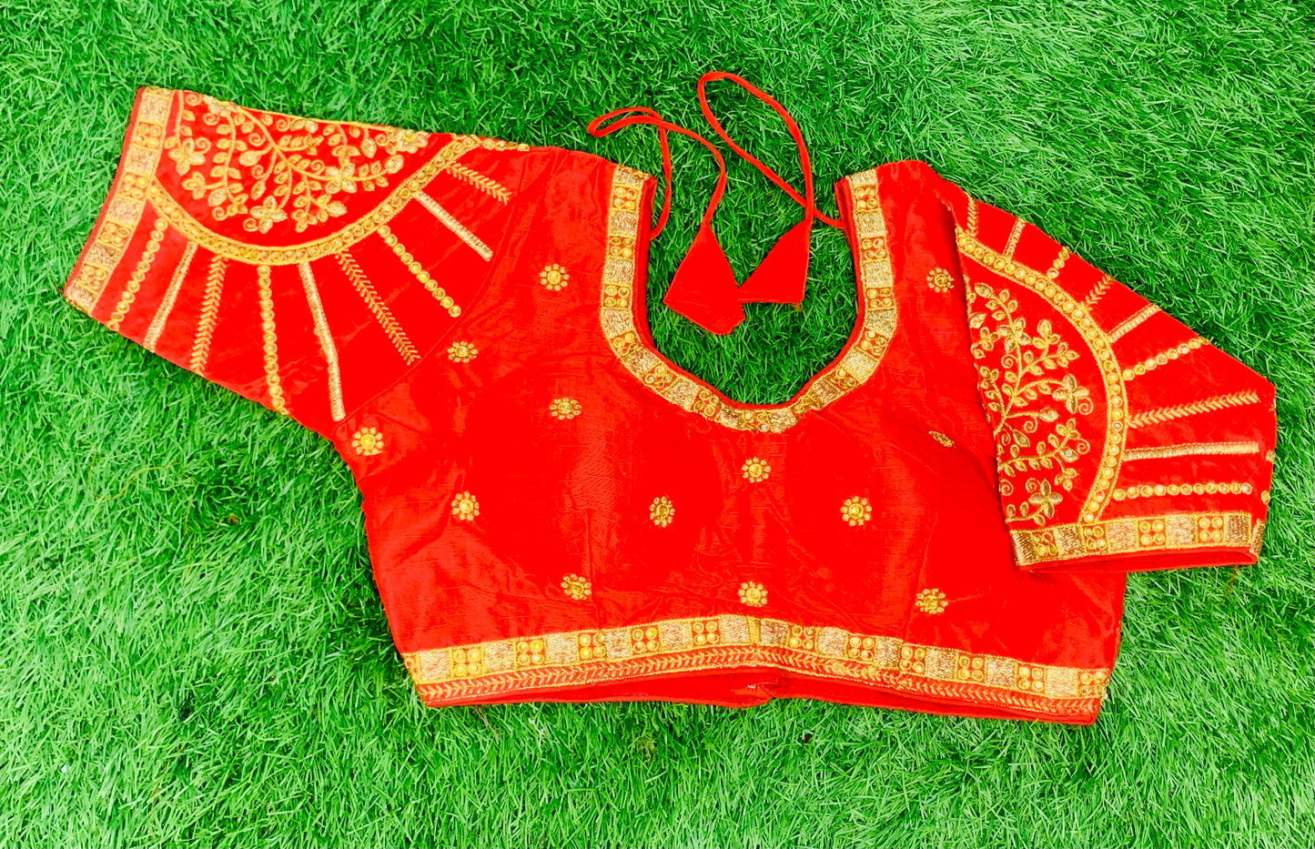 Red colour designer blouse