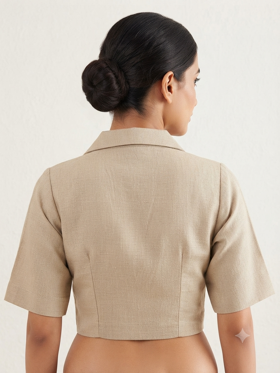 Premium embroidery t-shirt collar neck beige colour with sleeve Blouse 👚