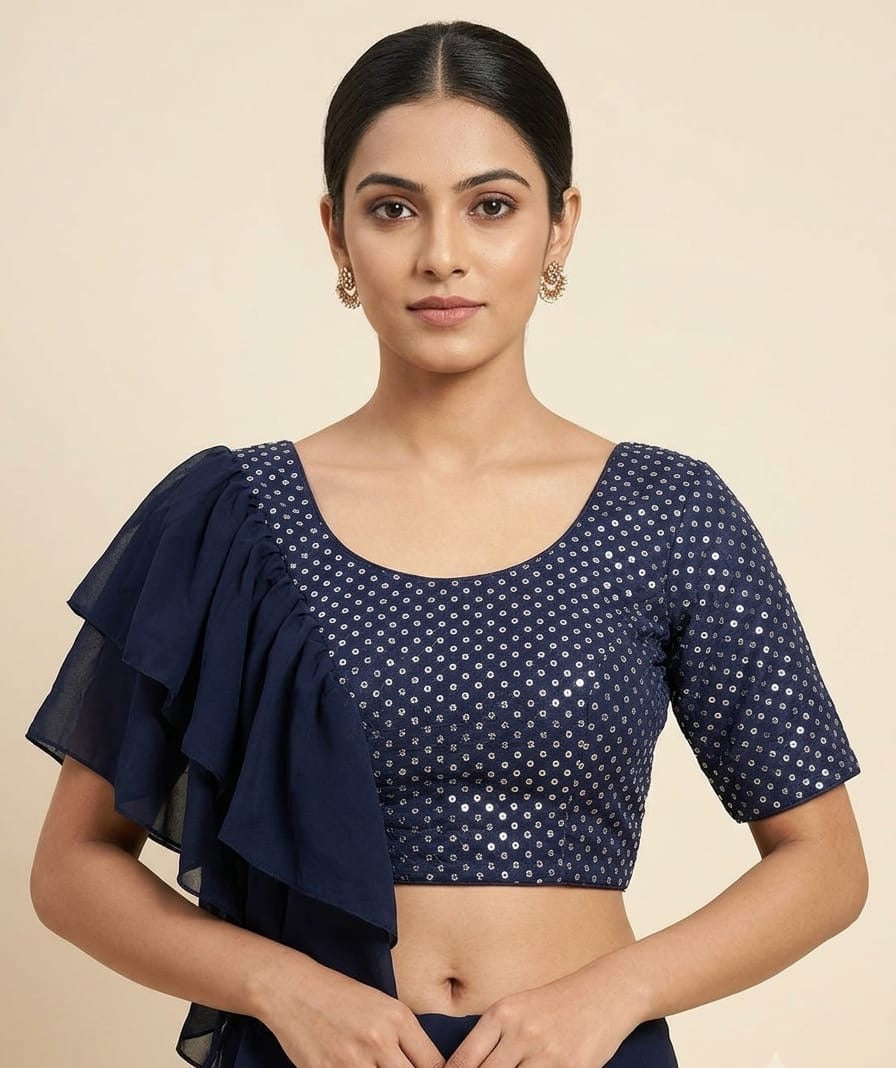 🌸 Designer Layered Ruffle Blouse with hands