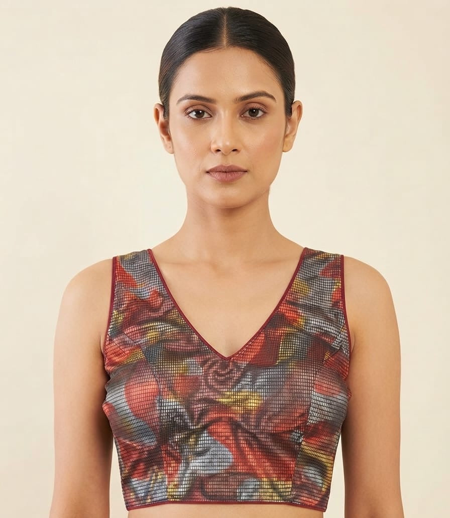 Multicolour geometric printed Blouse 👚