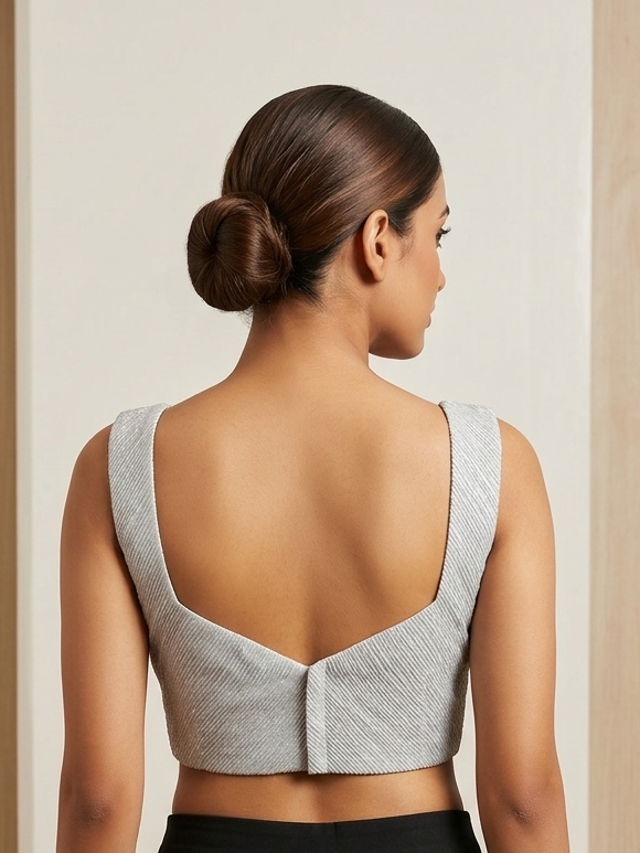 Silver shine β¨ sleeveless designer blouse π