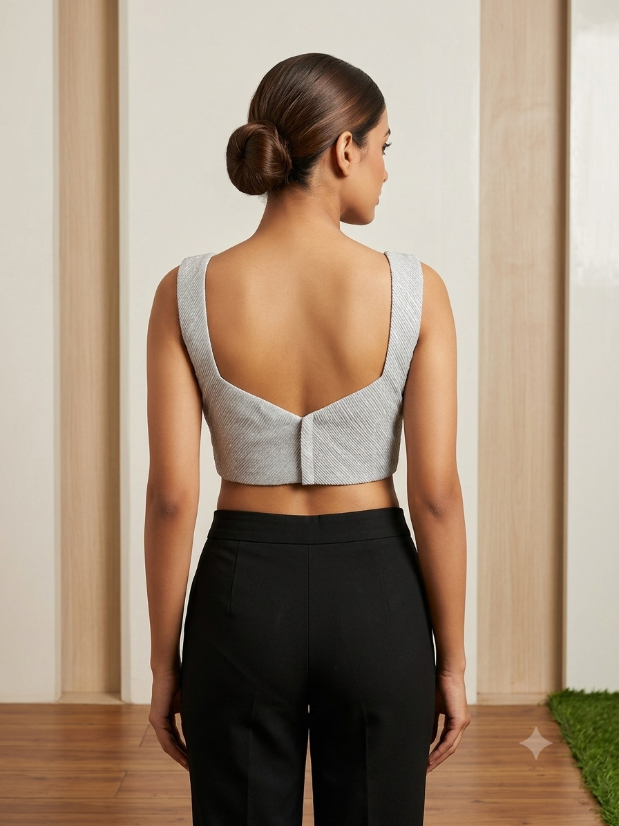 Silver shine β¨ sleeveless designer blouse π
