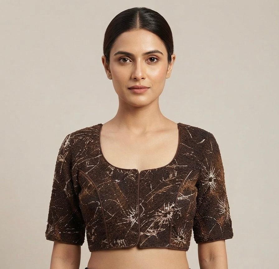 Fancy Blouse brown colour with hands